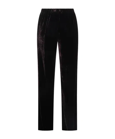 Antonelli Elasticwaist Velvet Straightleg Trousers In Black