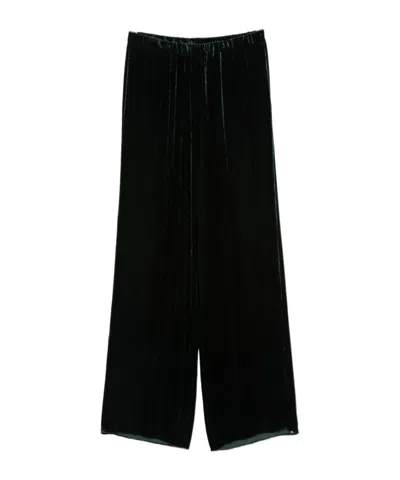 Antonelli Elasticwaist Velvet Wideleg Trousers In Black
