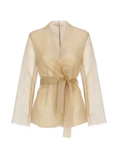 Antonelli Elia Belted Sheer-finish Jacket In Neutral
