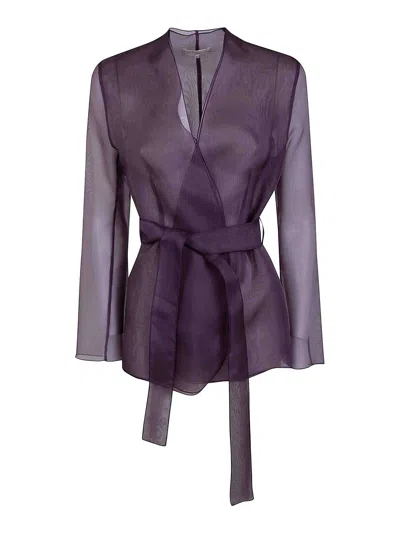 Antonelli Elia Organza Silk Belted Waist Coat In Pink