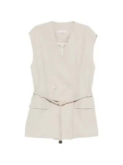 Antonelli Ellen Double-breasted Belted Waistcoat In Neutral