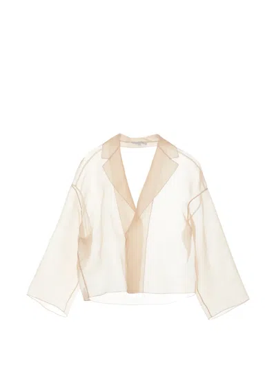 Antonelli Emma Sheer Silk Jacket In Neutral