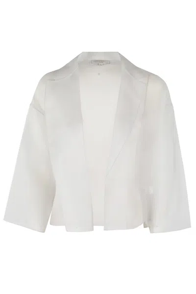 Antonelli Emma Silk Organza Jacket With Kimono Sleeves In White