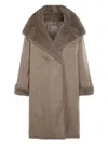 Antonelli Fur Collar Long-sleeved Coat In Gray
