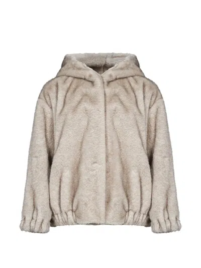 Antonelli Faux-fur Hooded Jacket In Neutral