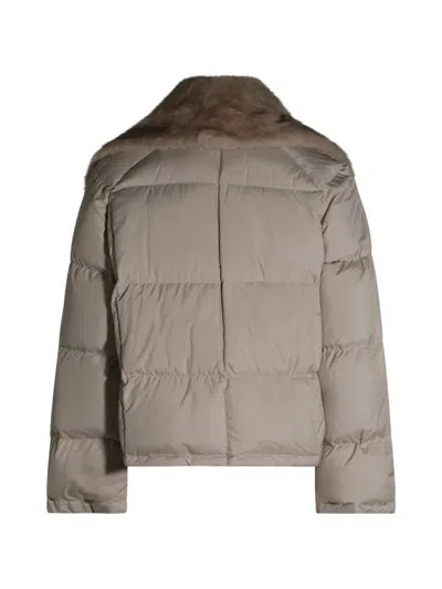 Antonelli Faux-fur Trim Puffer Jacket In Gray
