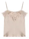Antonelli Feather-trim Satin Top In Neutrals