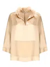 Antonelli Feather-trimmed V-neck Top In Neutral