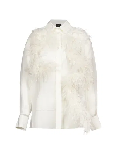 Antonelli Feather-trim Sheer Shirt In White