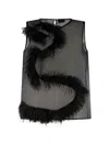Antonelli Feather-trim Sheer Top In Gray