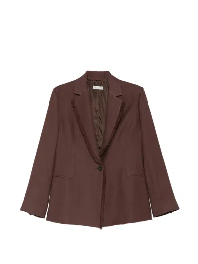 Antonelli 피네간 프린지 트리밍 재킷 In Brown