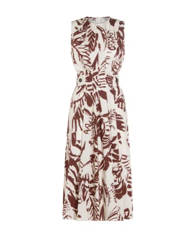 Antonelli Firenze Abstract Print Midi Dress In White