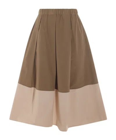 Antonelli Firenze Antonelli Brown And Cream Cotton Skirt