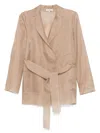 Antonelli 'james' Jacket In Beige Silk With Belt