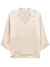 Antonelli Flared Pink 'zircone' Shirt In Beige