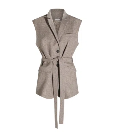 Antonelli Firenze Belted Sleeveless Jacket In Gray