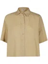 Antonelli Button-up Short Sleeve Top In Neutral