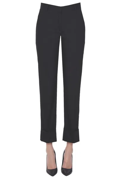Antonelli Firenze Cotton Cigarette Trousers In Black