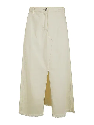 Antonelli Firenze Iago Denim Skirt With Slit In White