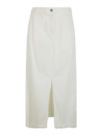 Antonelli Firenze Iago Denim Skirt With Slit In White