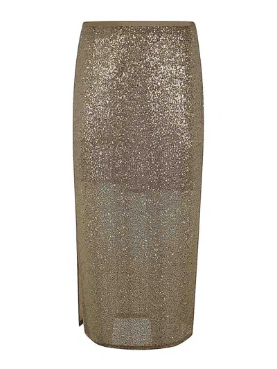 Antonelli Firenze Oliver Longuette Skirt With Paillettes In Silver
