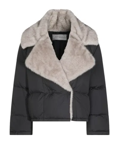 Antonelli Firenze Faux Fur Collar Down Jacket In Black