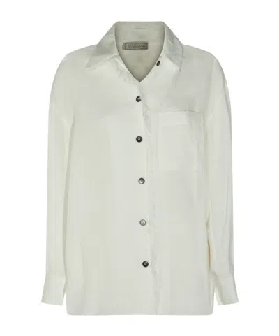 Antonelli Firenze Frayed Trim Shirt In White
