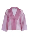 Antonelli Translucent Silk Solid Lapel Jacket In Pink