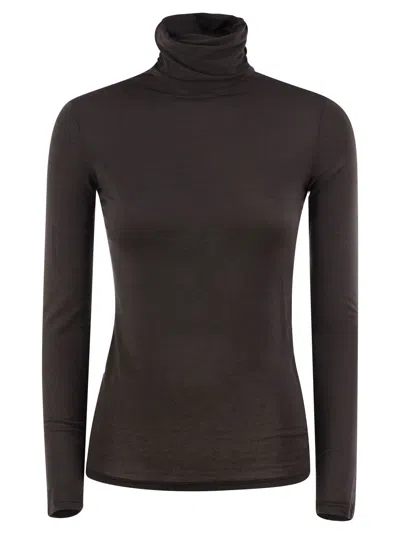 Antonelli Firenze Modal And Cashmere Roll-neck Top In Blue