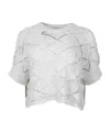 Antonelli White Oleandro Sequined Ribbed-trim Cotton-blend Knit Top In Gray