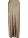 Antonelli Elastic Pleated Midi Skirt In Brown