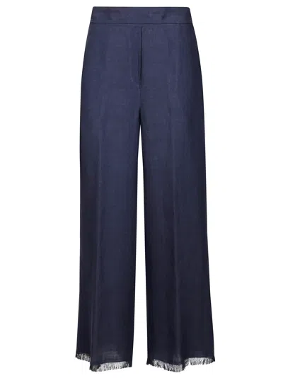 Antonelli Firenze Pantalone Lino Sfrangiato In Blue