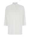 Antonelli White Oversized Shirt With Classic Collar And Three-quarter Sleeves In Cotton Woman