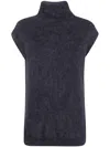 Antonelli High-neck Alpaca Top In Blue