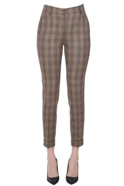 Antonelli Firenze Prince Of Wales Print Trousers In Light Brown