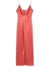 Antonelli Deep V-neck Evening Dress With Spaghetti Straps In Red