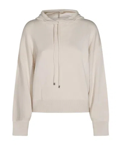Antonelli Firenze Ribbed Hem Hooded Sweater In White