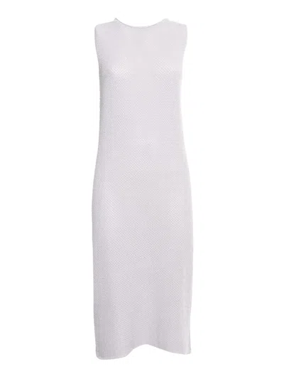 Antonelli Firenze Silver Knitted Tricot Dress In White