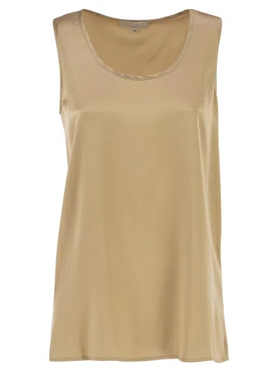 Antonelli Firenze Sleeveless Silk Stretch Top In Neutral