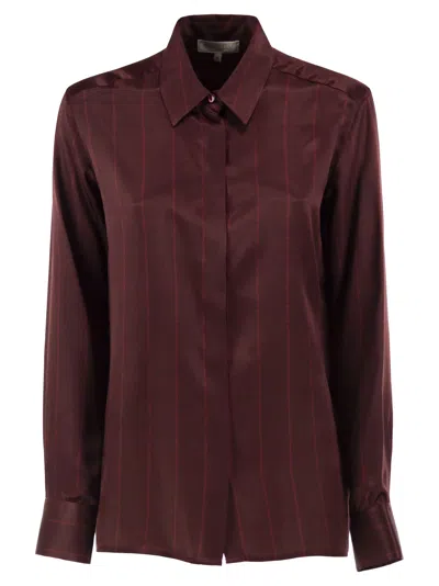 Antonelli Firenze Striped Silk-blend Shirt In Burgundy