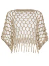 ANTONELLI ANTONELLI HELLENIC CAPE SWEATER IN LINEN AND COTTON BLEND WITH PERFORATED DETAIL
