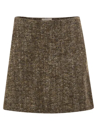 Antonelli Firenze Virgin Wool And Alpaca-blend Mini Skirt In Brown