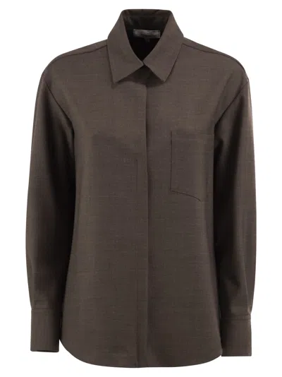 Antonelli Firenze Virgin Wool-blend Shirt In Brown