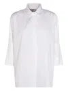 Antonelli White Oversized Shirt With Classic Collar And Three-quarter Sleeves In Cotton Woman In White