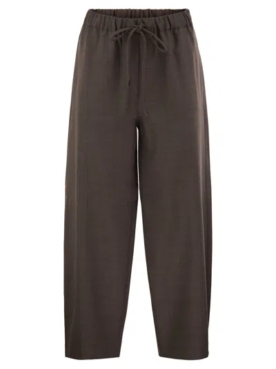 Antonelli Firenze Wide-leg Wool-blend Trousers In Brown