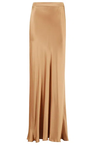 Antonelli Flared Biscuit Silk-blend Satin Maxi Skirt
