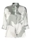 Antonelli Grey And White Linen Top In Grey