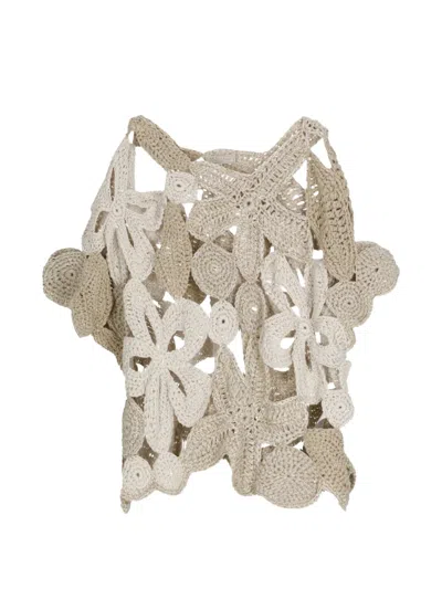Antonelli Floral-crochet Sweater In Neutral