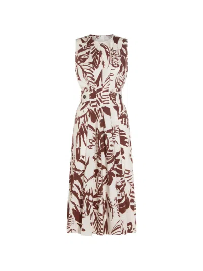 Antonelli Firenze Abstract Print Midi Dress In White