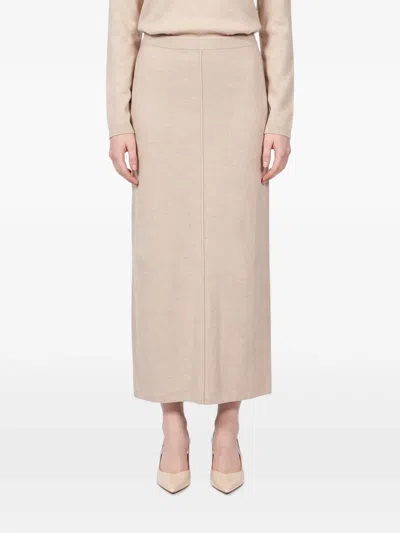 Antonelli Florida Ribbed-trim Pencil Skirt In Neutral